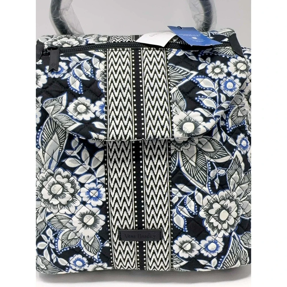 NEW VERA BRADLEY Change It Up Backpack Snow Lotus 22519-I66‎ Black White Blue